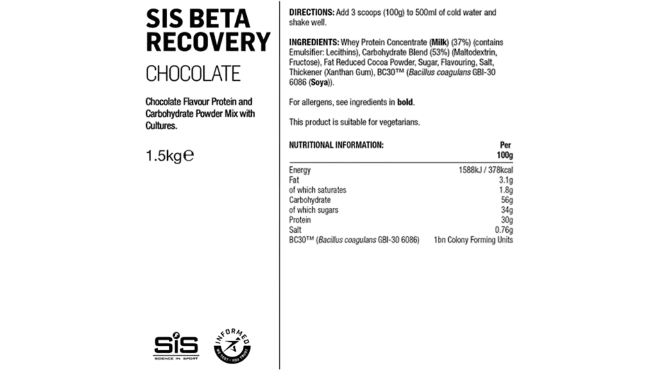 SIS Beta Fuel Recovery Chocolat 1500g – Boisson de récupération | LES ÉQUIPIERS