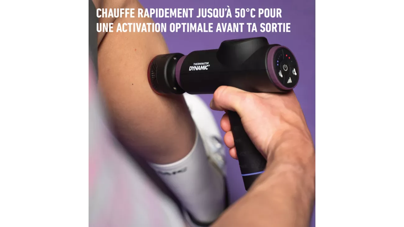Dynamic Bike Care Therminator® – Pistolet de massage 3 en 1 chaud, froid et percussif pour cyclistes | LesEquipiers.cc