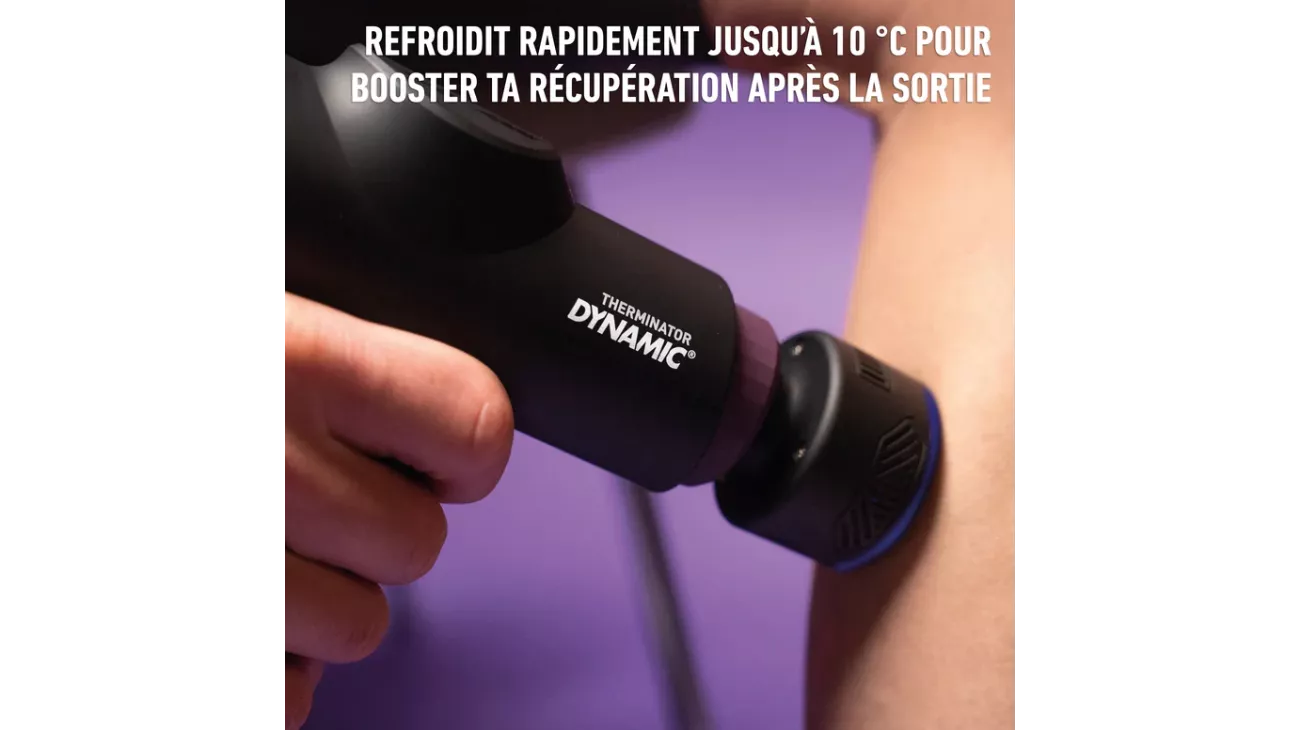 Dynamic Bike Care Therminator® – Pistolet de massage 3 en 1 chaud, froid et percussif pour cyclistes | LesEquipiers.cc