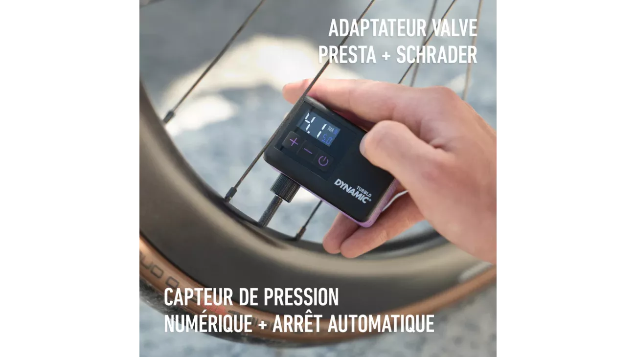 Dynamic Bike Care Turblo® – Mini-pompe électrique vélo ultra-légère 115 g format poche | LesEquipiers.cc