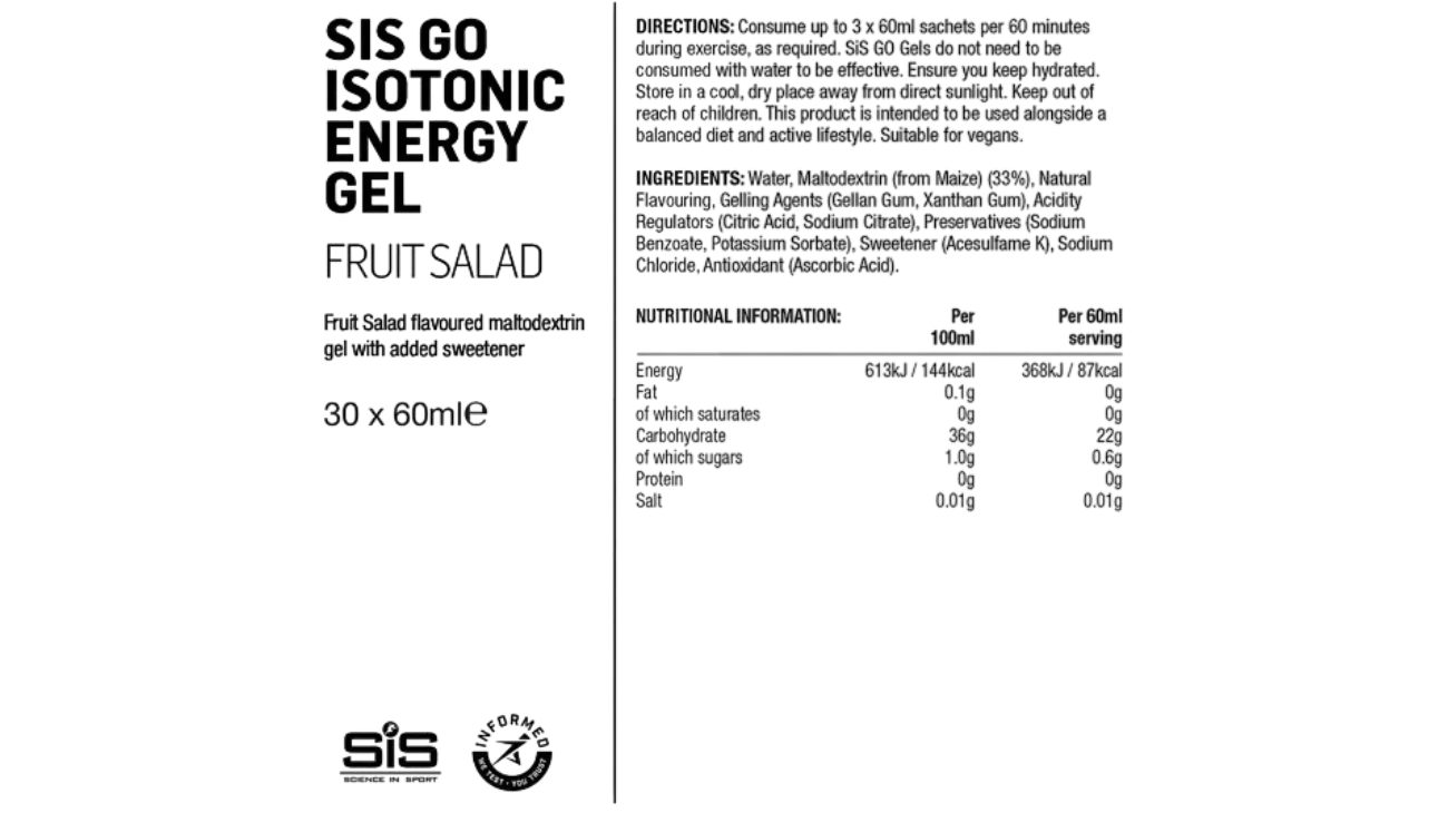 SiS GO Isotonic Energy Gels Salade de Fruits – Gel énergétique cyclisme isotonic