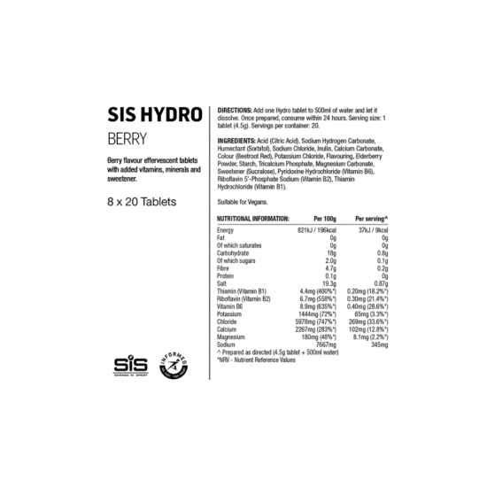 SiS GO Hydro Tablets – Comprimés électrolytes pour cyclisme