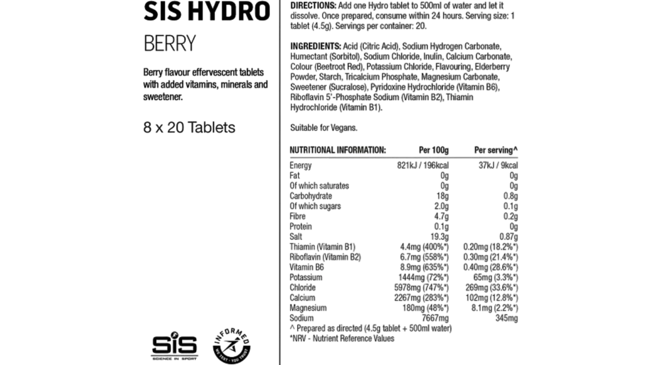 SiS GO Hydro Tablets – Comprimés électrolytes pour cyclisme