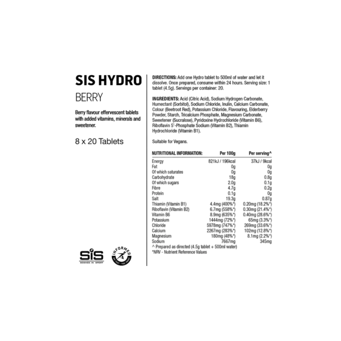 SiS GO Hydro Tablets – Comprimés électrolytes pour cyclisme