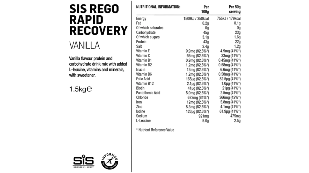 SiS REGO Rapid Recovery – Poudre de récupération post-effort cyclisme