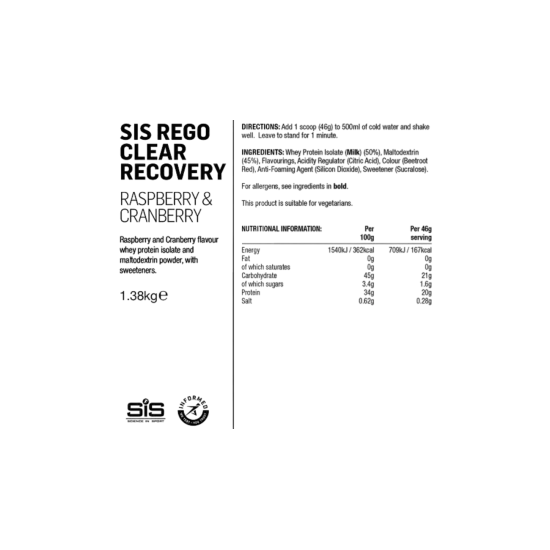 SiS REGO Clear Recovery – Boisson récupération légère cyclisme