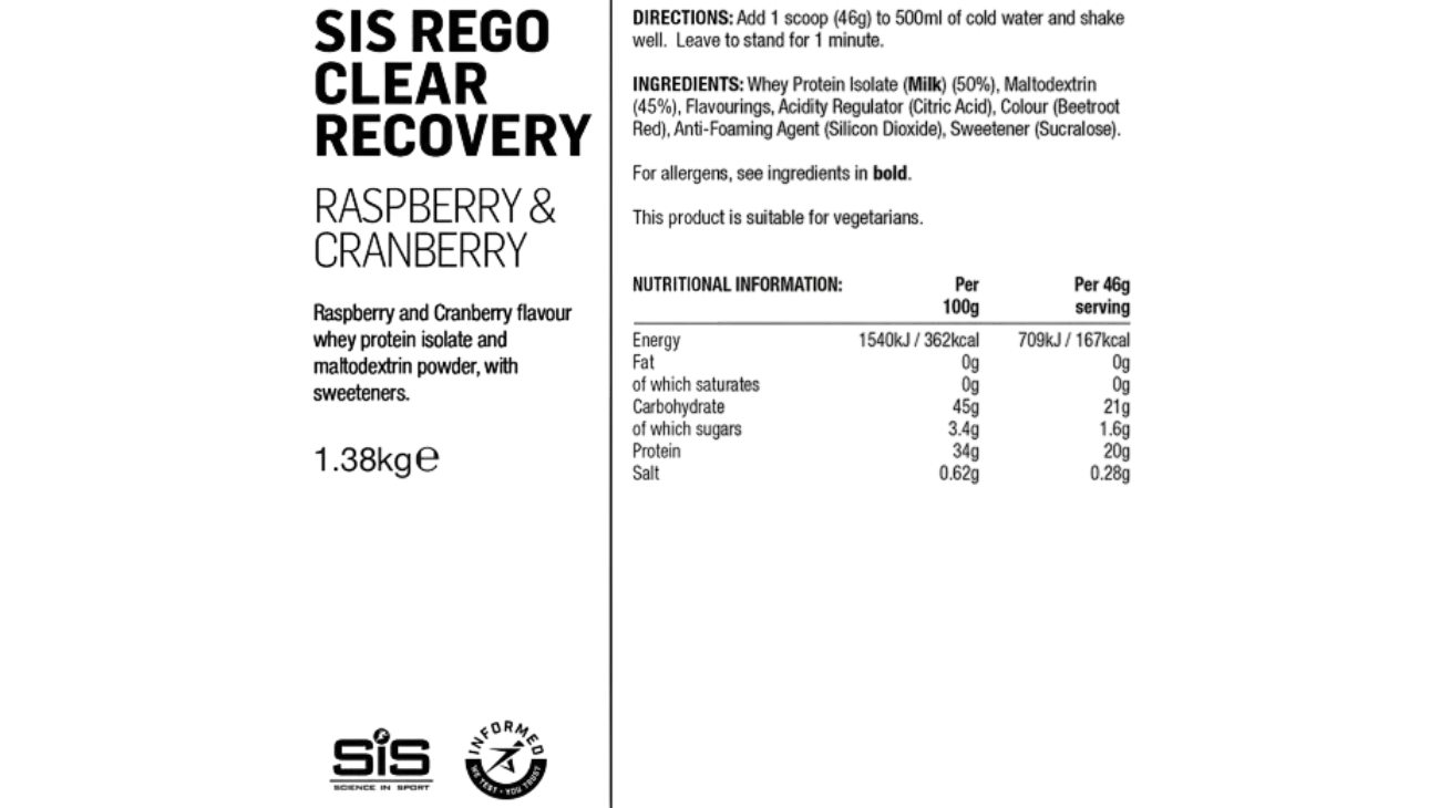 SiS REGO Clear Recovery – Boisson récupération légère cyclisme