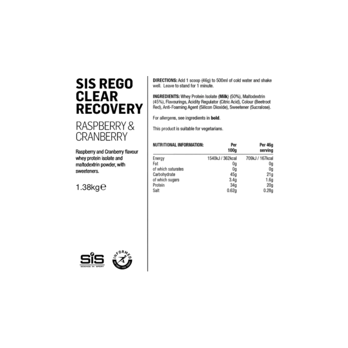 SiS REGO Clear Recovery – Boisson récupération légère cyclisme