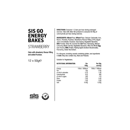 SiS GO Energy Bakes Fraise – Barres énergétiques cyclisme 30 g glucides