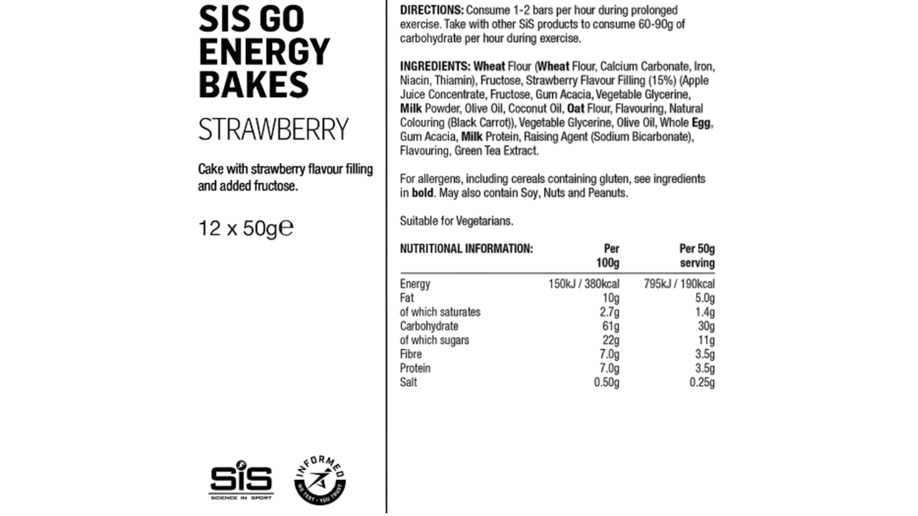 SiS GO Energy Bakes Fraise – Barres énergétiques cyclisme 30 g glucides