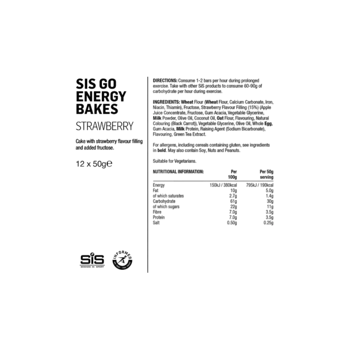 SiS GO Energy Bakes Fraise – Barres énergétiques cyclisme 30 g glucides