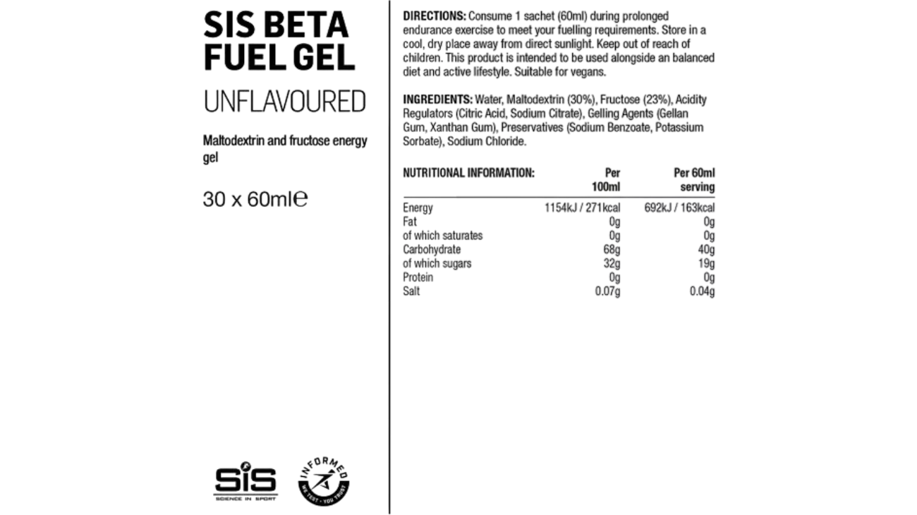 SiS Beta Fuel Gel – Gel énergétique cyclisme avec 40 g de glucides
