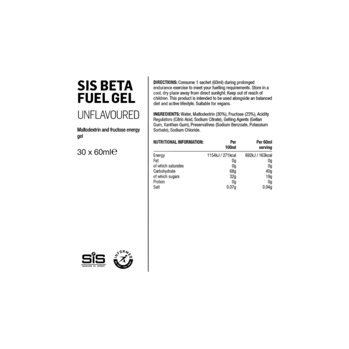 SiS Beta Fuel Gel – Gel énergétique cyclisme avec 40 g de glucides