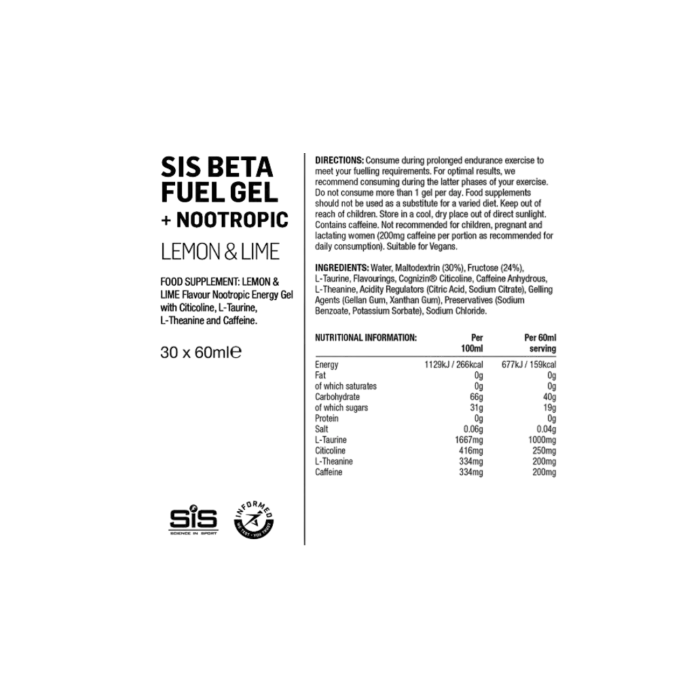 SiS Beta Fuel + Nootropics Gel – Gel énergétique cyclisme & mental