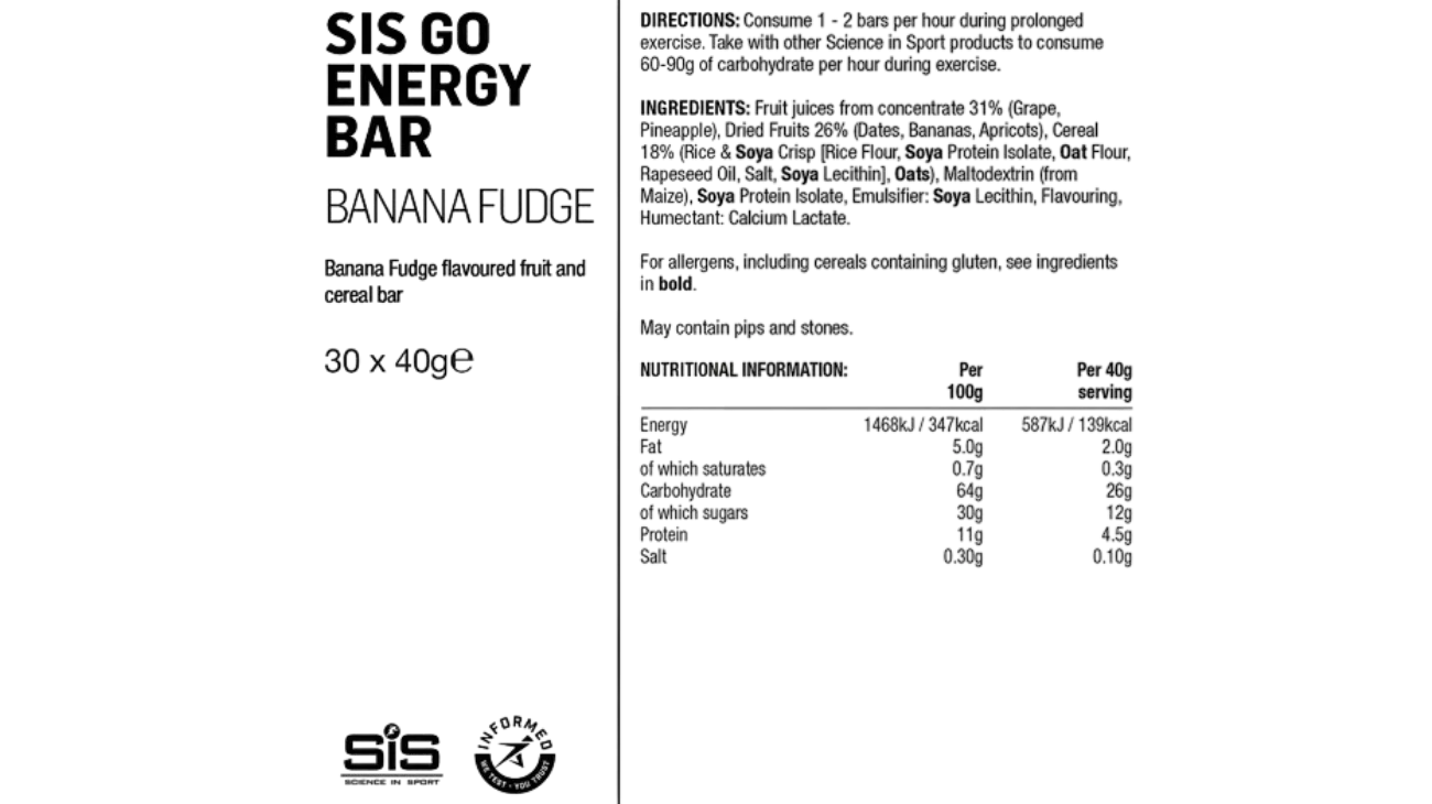 SiS Go Energy Mini Bar – Barre énergétique glucides pour cyclisme
