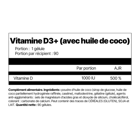 Vitamine D3+ avec huile de coco – 4Endurance Pro | Soutien Immunitaire & Santé Osseuse