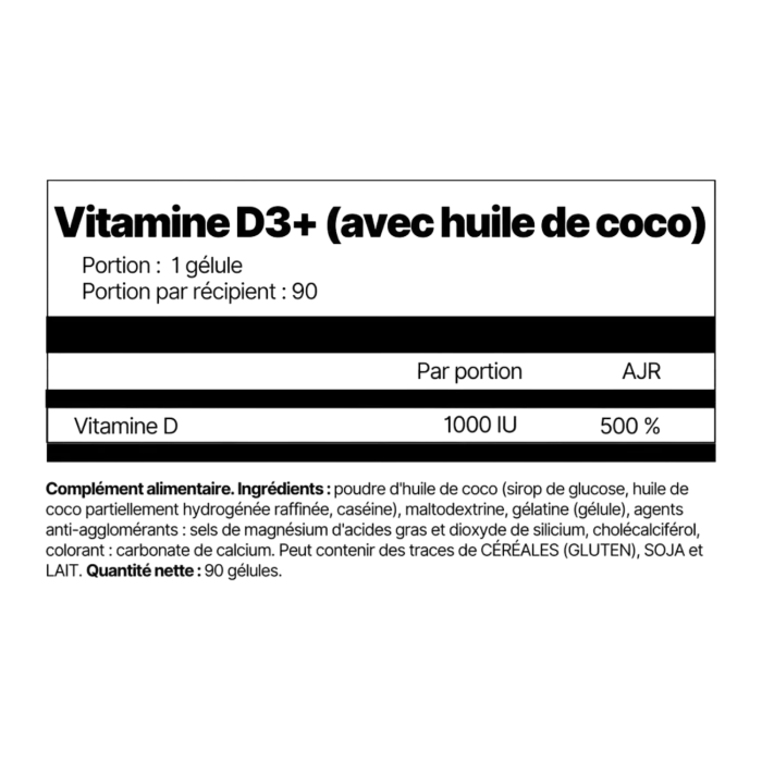 Vitamine D3+ avec huile de coco – 4Endurance Pro | Soutien Immunitaire & Santé Osseuse